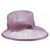 Cloche ametyst slavnostní klobouk s ozdobou - ze sisálové slámy