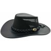Jacaru Dingo Koolaroo černý – letní klobouk s koženým dýnkem a vzdušnou korunou