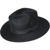 Godwin – Černý klobouk ze superfine veluru s koženým páskem