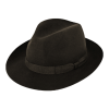 Hnědý plstěný klobouk fedora Bogart s rypsovou stuhou – Fiebig