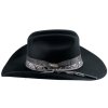 Westernový černý klobouk TEXAS HOLD 'EM – prémiová vlna, hadí vzor
