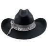 Westernový černý klobouk TEXAS HOLD 'EM – prémiová vlna, hadí vzor