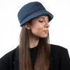Dámský zimní vlněný bucket hat – tmavě modrá shetlandská vlna