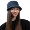 Dámský zimní vlněný bucket hat – tmavě modrá shetlandská vlna