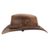 Australský klobouk kožený - hnědý kožený klobouk OUTBACK LEGEND