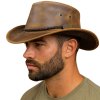 Australský klobouk kožený - hnědý kožený klobouk OUTBACK LEGEND