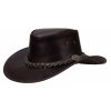 Australský kožený klobouk Ironbark – hnědý s pleteným páskem a šňůrkou