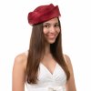Dámská bordó letní slaměná lodička - pillbox Seeberger