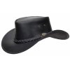 Australský kožený klobouk Ironbark – černý s pleteným páskem a šňůrkou