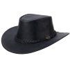 Kožený černý klobouk - BUSHIE FULLGRAIN