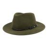 Zelený nemačkavý plstěný klobouk fedora – Traveller