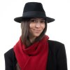 Cestovní nemačkavý klobouk vlněný od Fiebig - černý s černou stuhou
