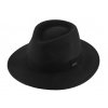 Cestovní nemačkavý klobouk vlněný od Fiebig - černý s černou stuhou