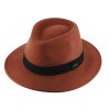 Cestovní nemačkavý klobouk vlněný od Fiebig - zrzavý s černou  stuhou