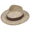 Pánský slaměný klobouk z mořské trávy s dvoubarevnou hnědou stuhou - Fedora