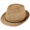Slaměný klobouk s koženou stuhou - Trilby Raffia