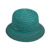 Dámský letní tyrkys klobouček Cloche s malou krempou, ochrana UV faktor 80