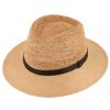 Letní slaměný klobouk Fedora - ručně pletený -  Ekvádorská panama - Traveller "Crochet"