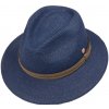 Luxusní nemačkavý modrý klobouk Fedora - ručně šitý, UV faktor 80 -  Mayser Mathis