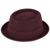 Plstěný klobouk porkpie - Fiebig  - bordó klobouk