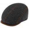 Zimní šedá bekovka driver cap od Fiebig - šedá vlna a kůže