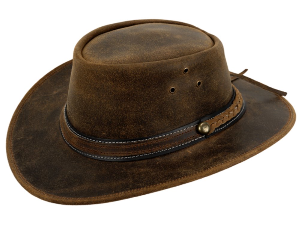 Austrálsky vintage hnedý klobúk kožený - Outdoor