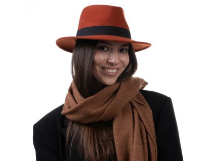 4614 cestovni nemackavy klobouk vlneny od fiebig zrzavy s cernou stuhou