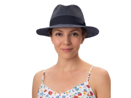 Letný modrý fedora klobúk od Fiebig - Traveller Toyo - modrý