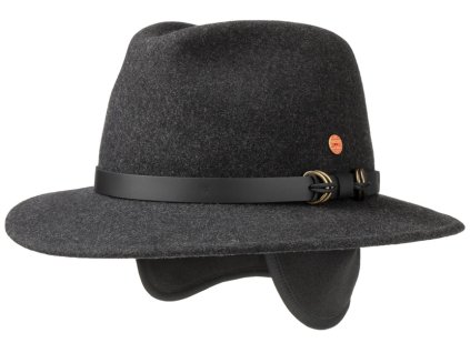 Cestovný nekrčivý vodeodolný šedý klobúk Mayser - Earflap Georgia Traveller (s ušnými klapkami)