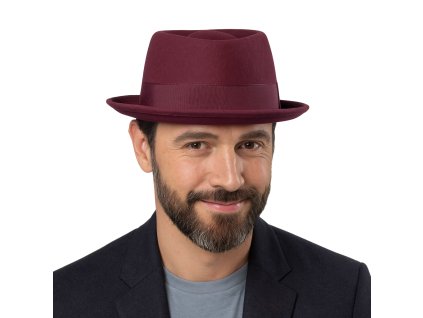 8268 1 plsteny klobouk porkpie fiebig bordo klobouk