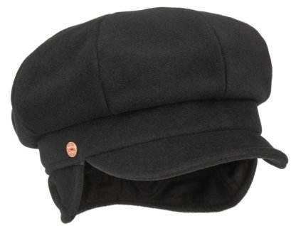 8-dielna čierna dámska bekovka od Mayser - Camila Newsboy Cap - ušné klapky