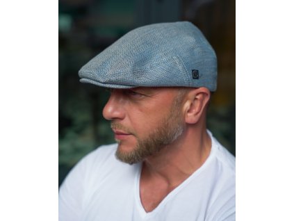 Letná ľanová modrá bekovka - driver cap - od CTH Ericson - Edward
