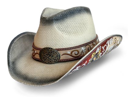 Slamený western klobúk - Stars and Stripes - Paola