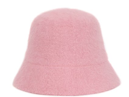 Chlpatý ružový angorový klobúčik - Bucket Hat