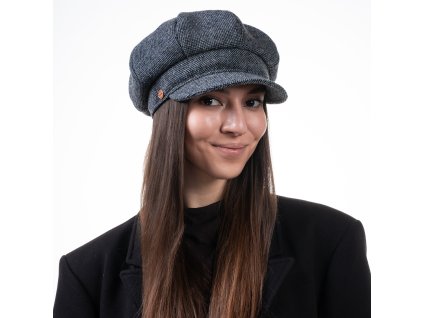 8-dielna bekovka od Mayser - Coco Tweed Newsboy Cap - modrý tvíd