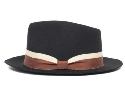 Čierny trilby klobúk s hnedobéžovou stuhou - Goorin Bros Wheeler