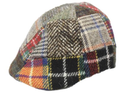 Pánska zimná bekovka - Fiebig since 1903 duck cap - Harris Tweed (patchwork)