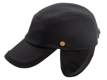Pánska zimná čierna šiltovka - Mayser Tino (ušné klapky) - vlna a SympaTex®