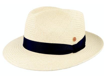 Exkluzívny panamský klobúk Fedora Bogart s čiernou stuhou - ručne pletený, UV faktor 80 - Ekvádorská panama - Mayser Torino