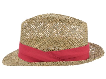 Slamený klobúk z morskej trávy s červenou stuhou - Trilby