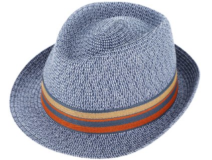 Letný modrý dvojfarebný klobúk Trilby od Fiebig - Trilby Emil