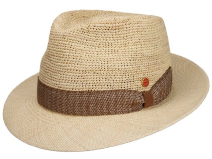 Exkluzívny panamský crochet klobúk Fedora s béžovou stuhou - Mayser Manuel