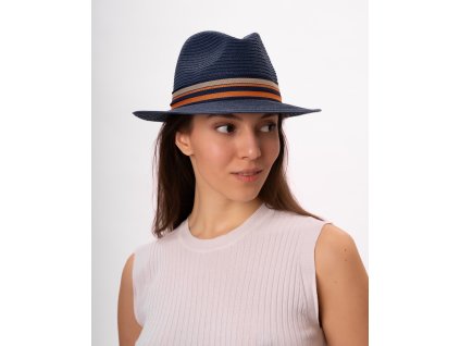 Letné crushable modrý fedora klobúk od Fiebig - Traveller Toyo