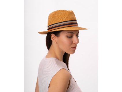 Letný crushable fedora klobúk od Fiebig - Traveller Toyo Cognac