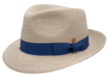 Modrý crushable (nekrčivý) letný klobúk Trilby - Mayser Maleo, UV faktor 80