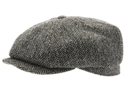 Vlnená tvídová bekovka 8-panel od CTH Ericson - Alan Harris Tweed Black