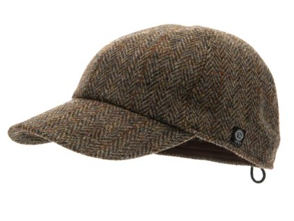 Zimná vlnená šiltovka (ušné klapky) - Harris Tweed Green