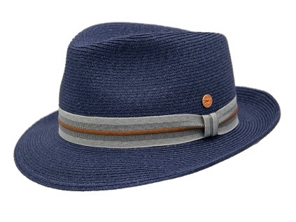 Modrý crushable (nekrčivý) letný klobúk Trilby - Mayser Maleo, UV faktor 80