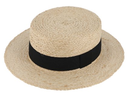Letný slamený nekrčivý boater klobúk - unisex žirarďák - Fiebig Canotier