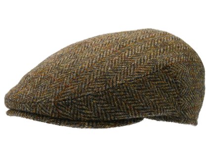 Zimná vlnená bekovka - driver cap od CTH Ericson Spencer - Harris Tweed Green